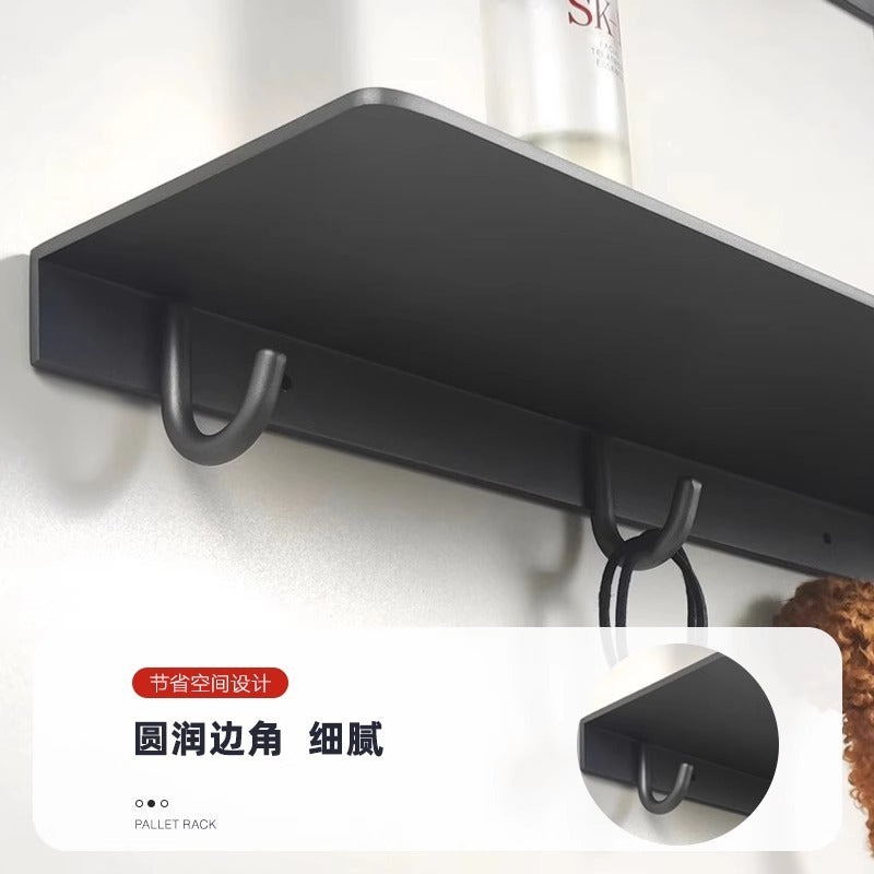 Space aluminum gun gray word baffle no punching toilet rack wall mirror front bathroom shower room storage rack