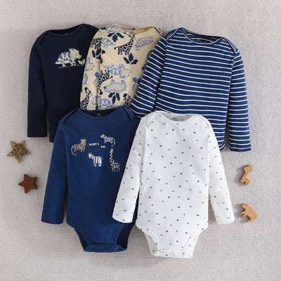 exclusive: multi-colored baby & toddler theme set - adorable print triangle romper, comfortable & versatile 5-piece outfit