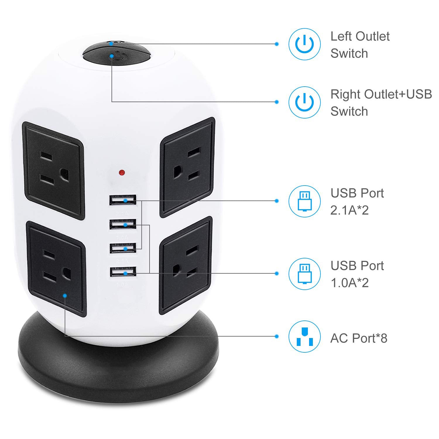 Processing custom round socket creative with USB charging European American standard British standard multi-layer socket power strip