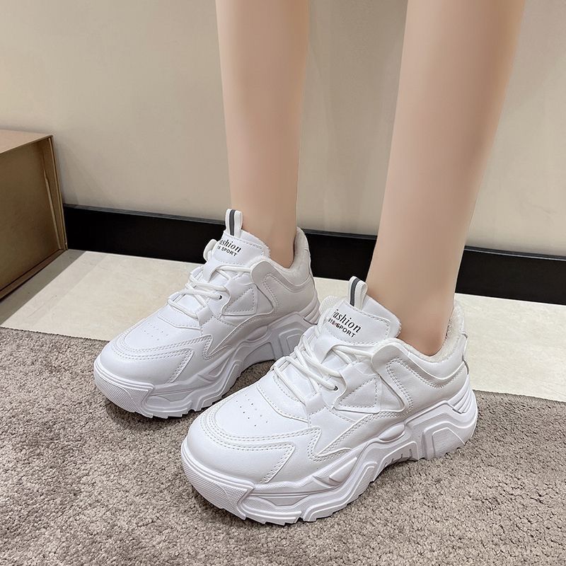 Soft-soled dad shoes women's ins tide 2024 spring and autumn new cotton shoes little white shoes thick-soled super fire casual sports shoes