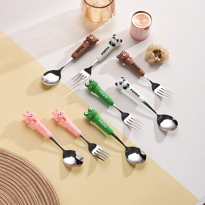High-style, detachable, anti-scald handle fork and spoon set. cartoon design, perfect for kids' mealtimes. includes a fork, spoon, and soup spoon. wholesale options available for home use