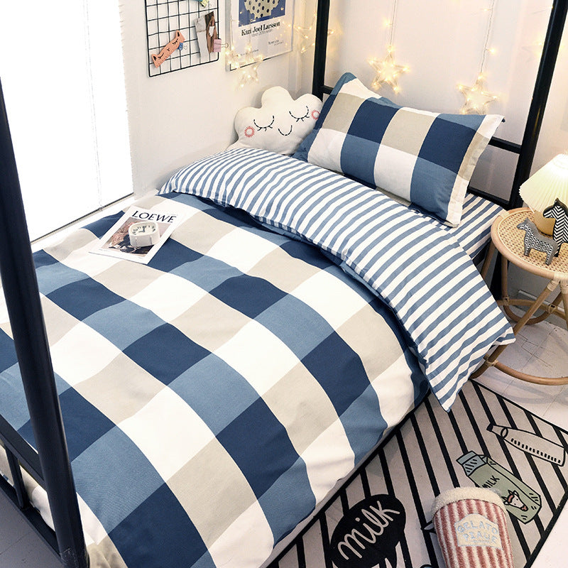 Student dormitory quilt cover three-piece bed sheet pure cotton single bed children's bed quilt cover simple four-season universal 3