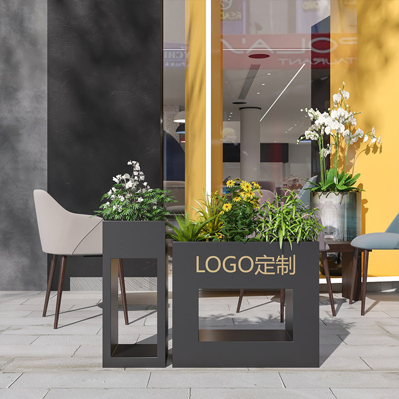 Outdoor wrought iron flower box combination restaurant partition flower stand square outside flower slot flower bed sales department rectangular flower bed