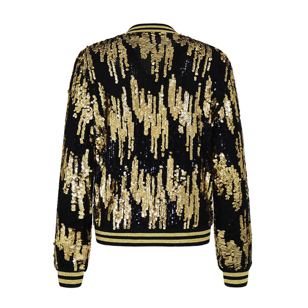 10394 Cross-border European and American  women's clothing autumn and winter baseball clothing fashion casual sequins decorative slim jacket