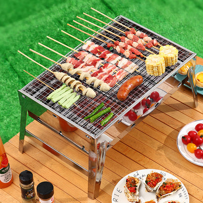 Zibo bbq grill - smokeless outdoor & indoor stainless steel bbq grill - foldable charcoal grill for bbq & tea brewing