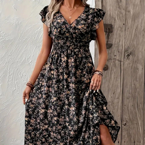 Spot European and American independent station   summer comfortable casual slim dress new European and American holiday dress