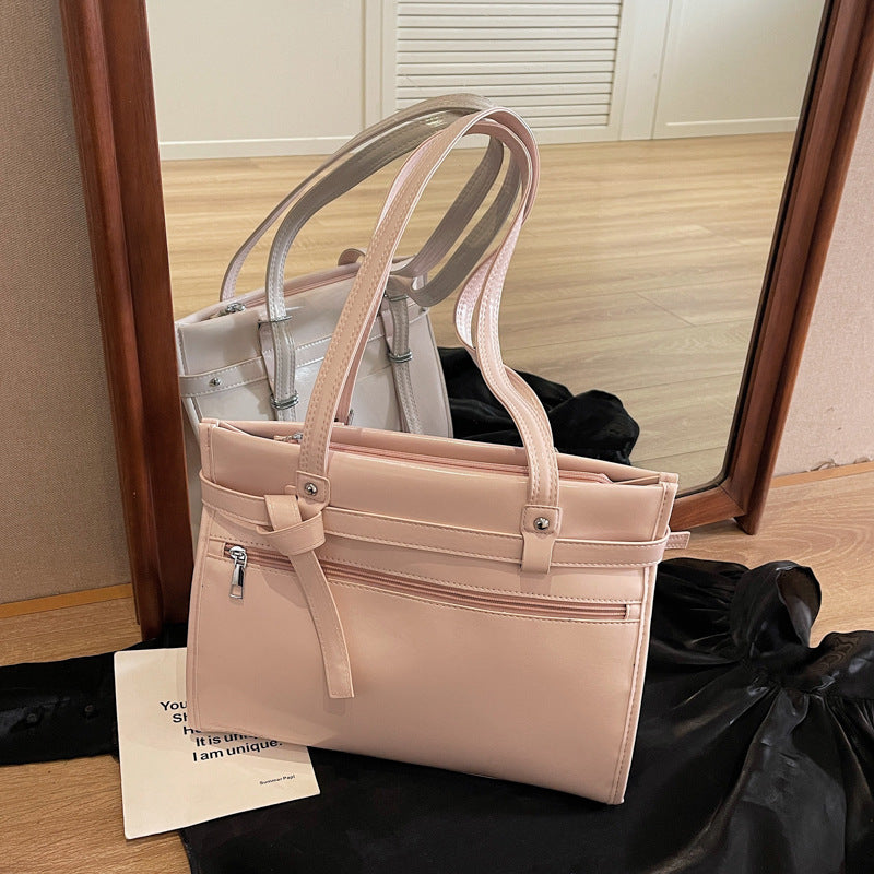 Niche high-end backpack bag women's 2025 new fashion versatile tote bag simple large-capacity red bag