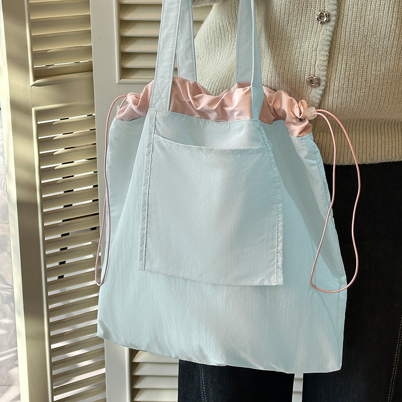 Beilian's new bundle shopping bag, large foldable large-capacity shoulder bag, high-end and lightweight grocery shopping handbag.