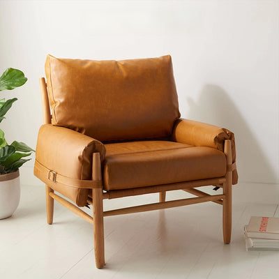 Nordic modern designer single sofa chair for home living room, villa, small apartment - italian style genuine leather leisure chair