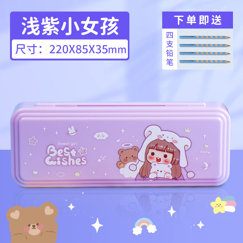 Student stationery box wholesale children's cartoon cute astronaut plastic waterproof pencil case multi-functional combination lock pencil case