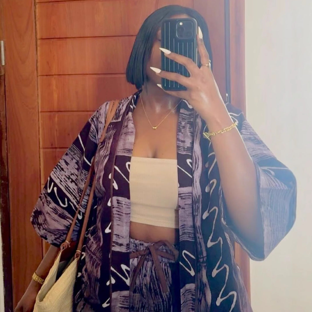 European and American large-size women's casual suit printed cardigan shirt African versatile shorts fashion foreign style two-piece set women