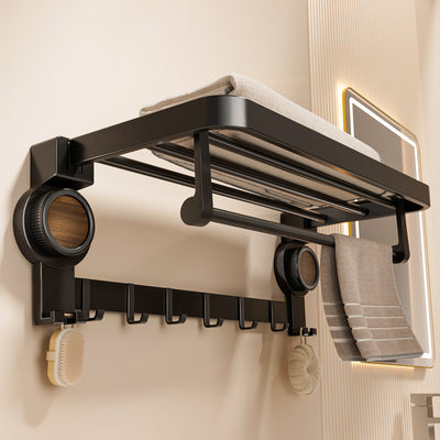 Vintage suction cup towel rack - no drilling required - premium bathroom, toilet, and shower organizer for towels, clothes, and accessories