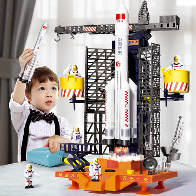 Kids rocket space shuttle toy long march 5 tiangong space station spaceship lunar rover assemble model