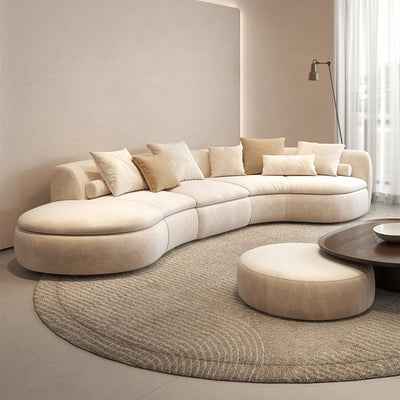 New arrival modern normcore cream style accessible luxury curved fabric sofa living room special-shaped zaji style sofa combination