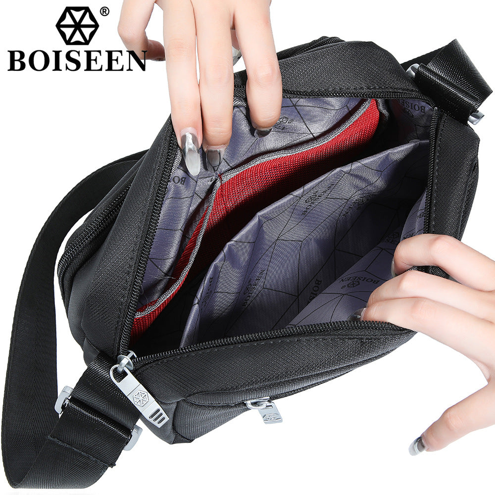Boiseen new men's satchel  casual waterproof nylon messenger bag large-capacity men's shoulder bag wholesale
