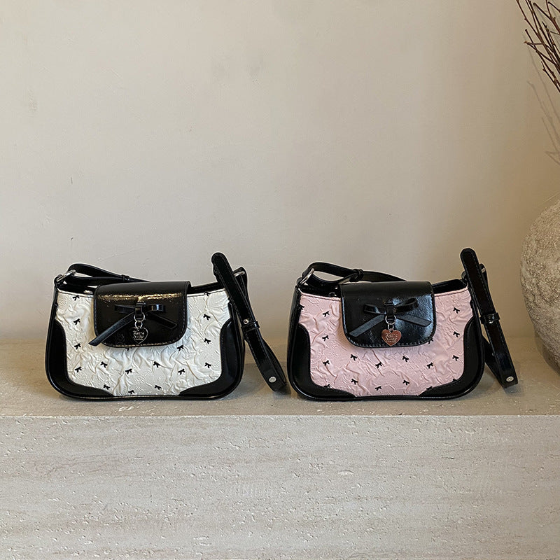 2025 summer new fashion temperament ballet seersucker bow tote bag large capacity fashion shoulder bag