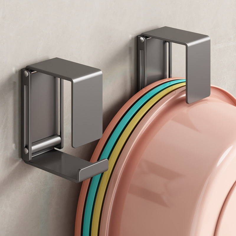 Retractable washbasin storage rack, toilet free punching, bathroom basin hook artifact, wall-mounted washbasin rack