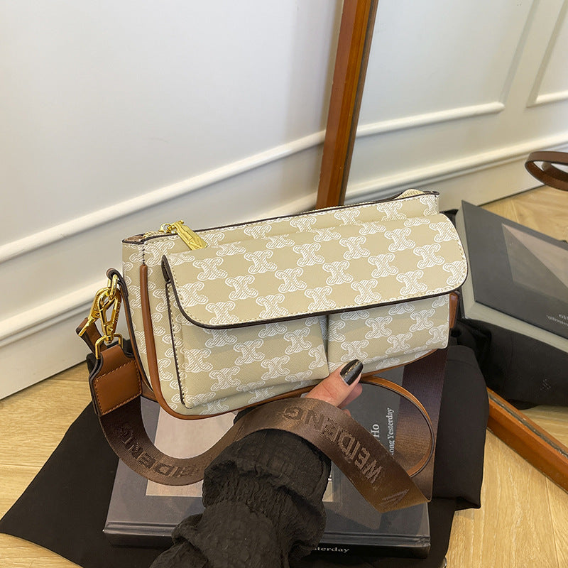 Cross-border small bag women's 2025 new Korean version of casual baguette mahjong fashion niche small square bag shoulder messenger bag