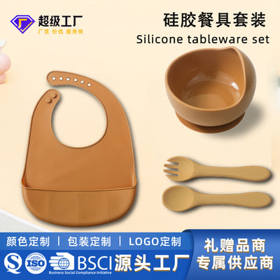bestseller: silicone baby feeding set - spill-proof silicone bowl, spoon, and plate 3-piece set for kids