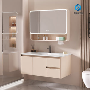 For home bathroom cabinet ceramic all-in-one basin double drawer thickened honeycomb aluminum bathroom washbasin washbasin