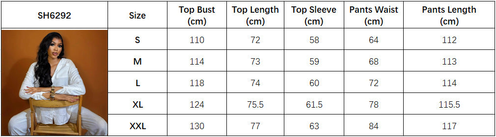 European and American large-size women's clothing simple and high-end long-sleeved cardigan shirt casual trousers African fashion foreign style two-piece set