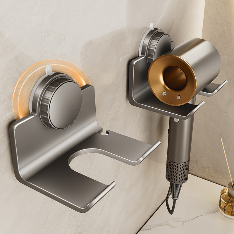 No punching space aluminum wall hanging hair dryer holder wall hair dryer storage hanger household suction cup hair dryer holder