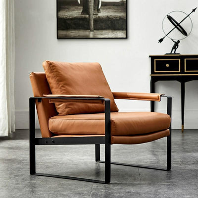 Italian industrial style loft leather sofa chair retro scandinavian back balcony bedroom tiger chair