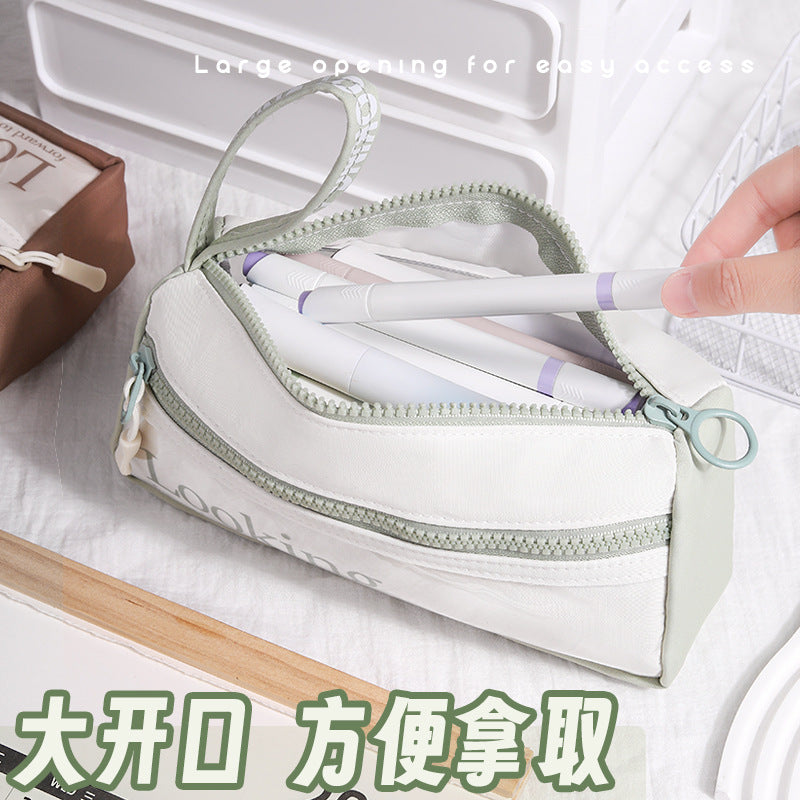 Stationery box pencil bag customization, large capacity, simple and original design, transparent pencil case, junior high school students and primary school students, advanced sense
