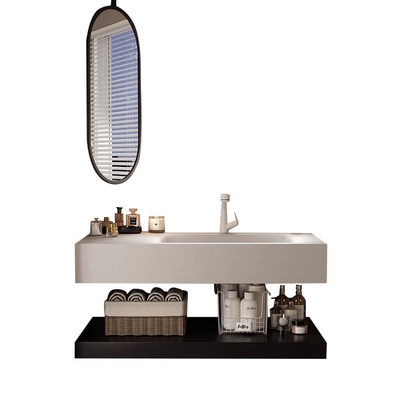 Rock slab hot bending integrated basin, bathroom cabinet, bathroom combination washbasin, hand and face sink, intelligent storage bathroom cabinet.