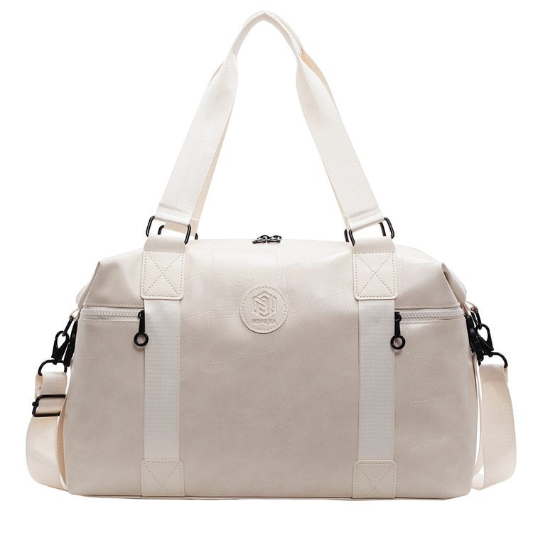 New soft leather texture travel bag large capacity lightweight portable duffel bag dry and wet separation fashionable yoga fitness bag