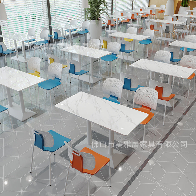 Company staff restaurant School canteen Custody class Table and chair combination 4 people 6 people Staff dining table and chair Rock slab table Commercial
