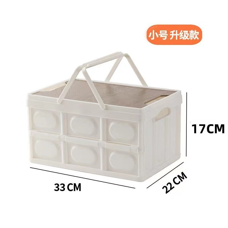 Outdoor camping camping folding storage box household wooden cover car trunk storage box can sit creative finishing box