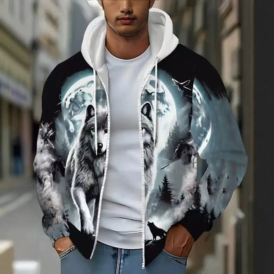 hot-selling plus-size men's zip-up hoodie, new casual long-sleeve hooded sweatshirt jacket, dropshipping available