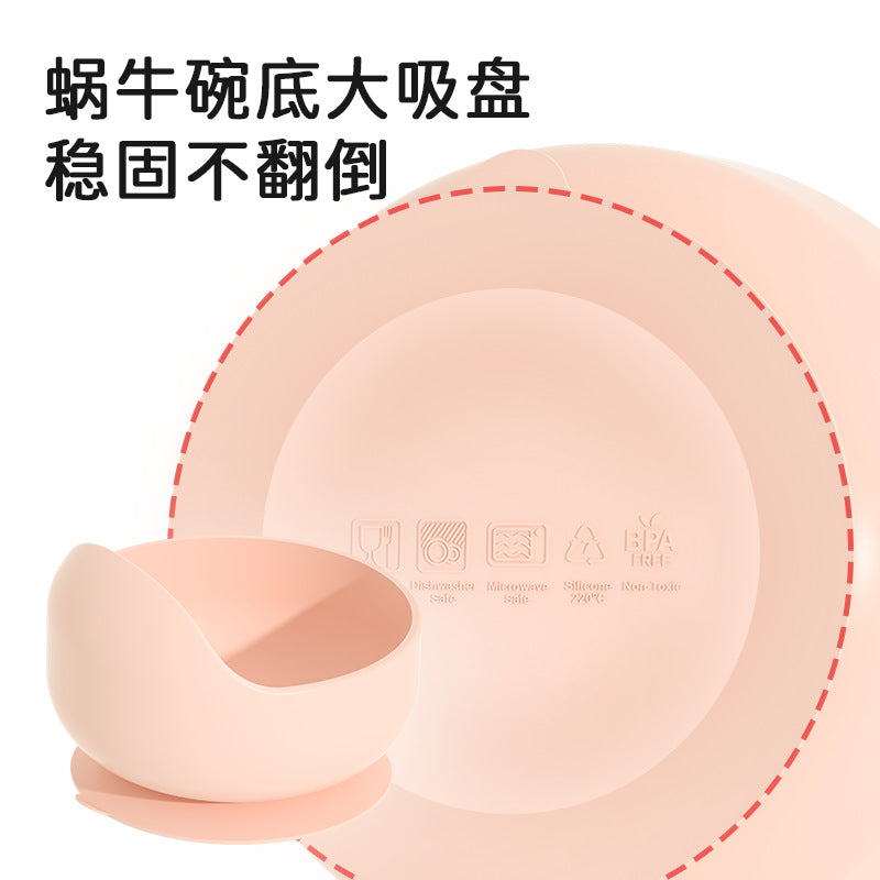 Cross-border food grade children's silicone plate set, silicone bowl, fork and spoon, baby complementary food bowl, feeding tableware six-piece set