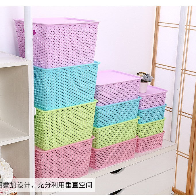 Rattan plastic storage basket Fruit basket Kitchen storage Office toy storage basket