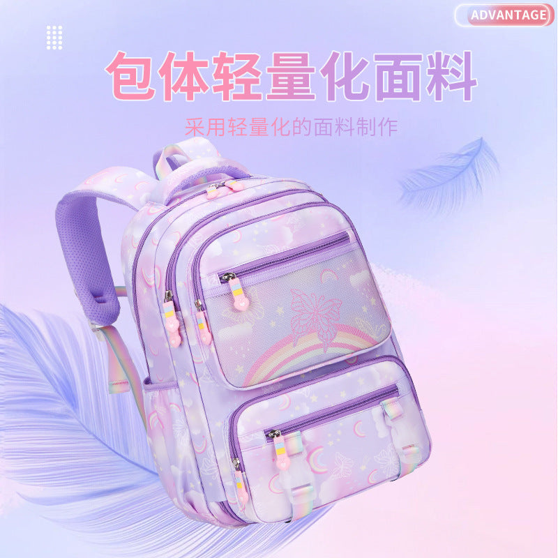 New Sweetheart Rainbow School Bag Refrigerator Open Door High-value Elementary School Backpack Anti-splashing Water Skin-friendly Student Bag
