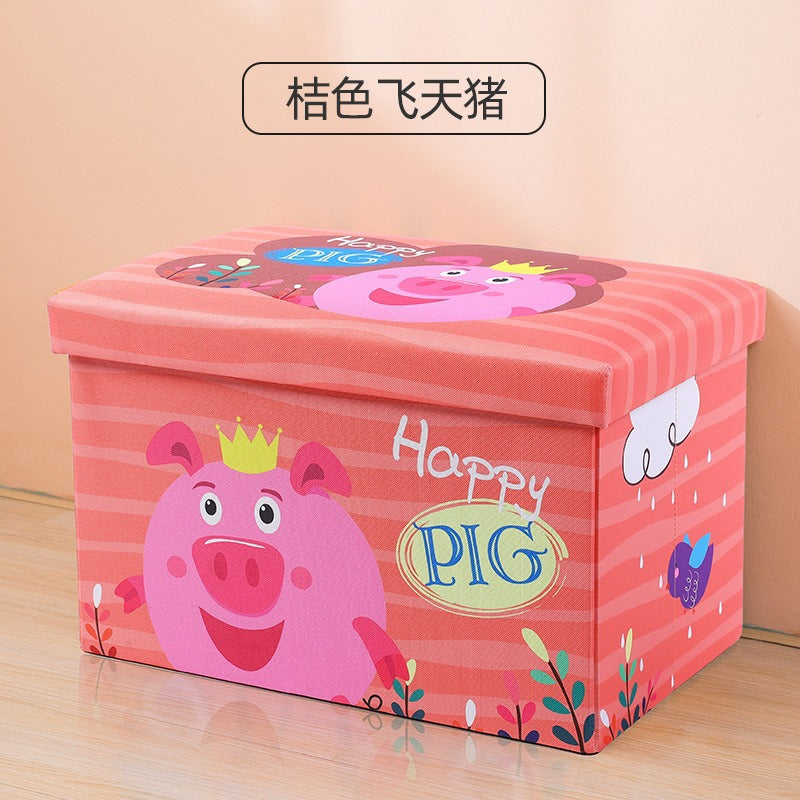 Cartoon printing storage stool household storage stool children's toys snack storage box rectangular film shoe changing stool