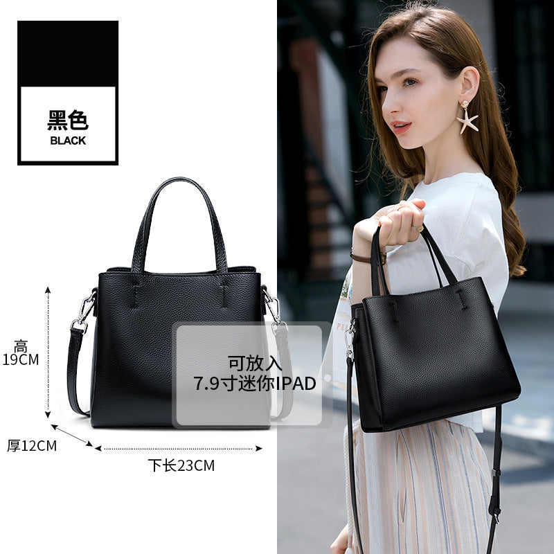 Soft leather women's handbag women's 2025 new versatile first-layer cowhide women's bag casual large-capacity shoulder bag