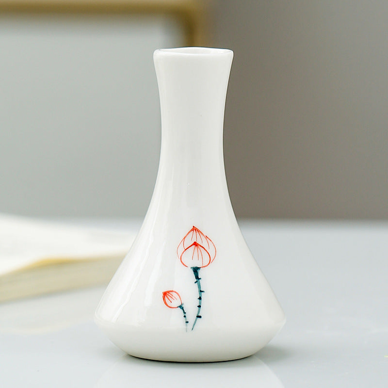 陶瓷手绘小摆件个性时尚小花瓶家居茶道装饰品水培干花花插小花器