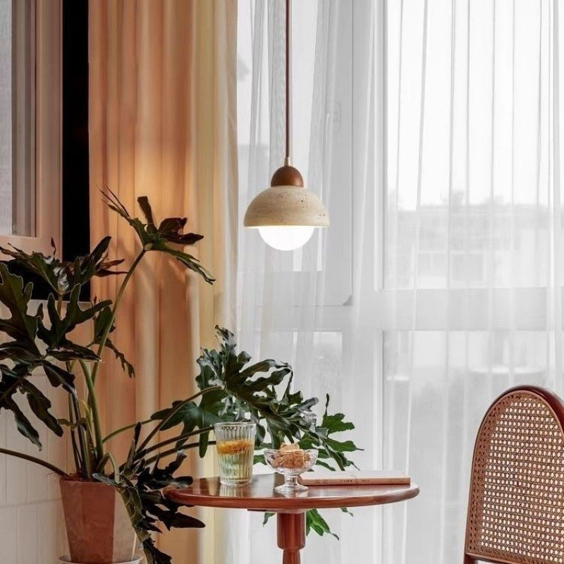 Yellow travertine bedroom bedside chandelier Japanese wabi-sabi retro restaurant chandelier designer homestay restaurant chandelier