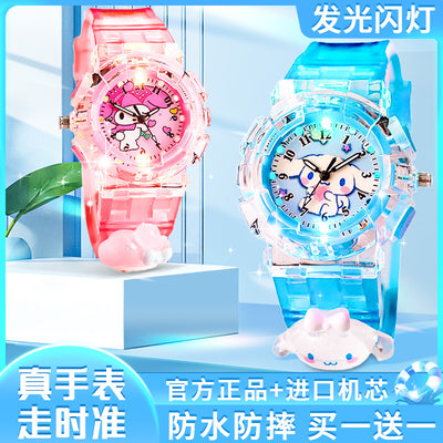 Kids' cartoon sanrio kuromi luminous electronic watch - girls' digital & analog quartz watch for elementary and middle school students