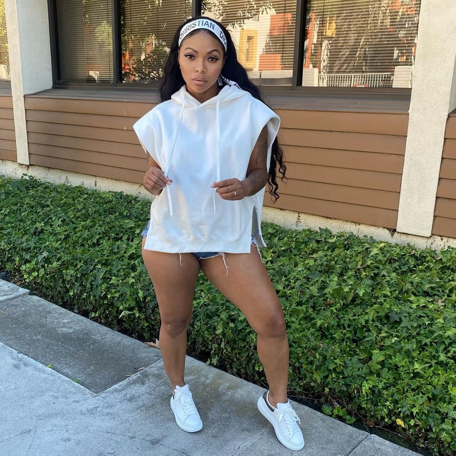 SRS10451 Casual, Fashion, Slim Fit, Sweater, Side Open, Hooded, Loose Top, Clubwear