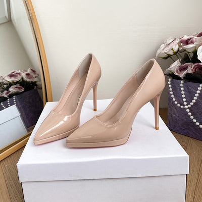 Wo huizhou women's patent leather platform pumps - european & american style, lightweight luxury, versatile stiletto heels, comfortable for everyday wear