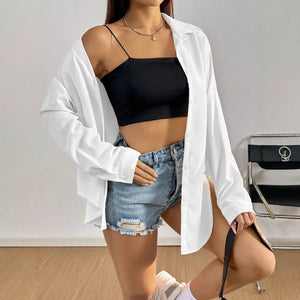 In-stock - 53728# cross-border european and american women's clothing new long-sleeve casual comfortable women's button-down shirt