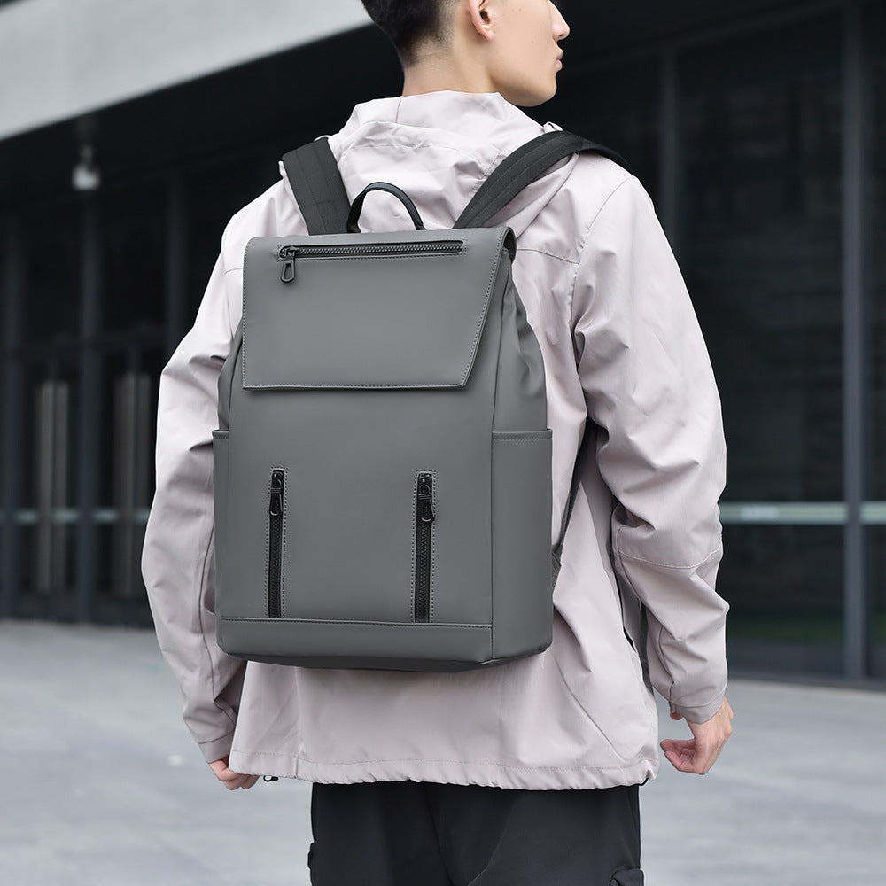 Cross-border new men's casual backpack fashionable personalized business backpack simple solid color college student backpack