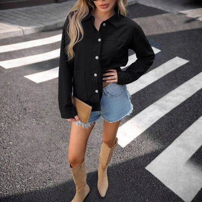 88-ready stock yt269# cross-border european and american clothing versatile single-breasted long-sleeved denim shirt jacket