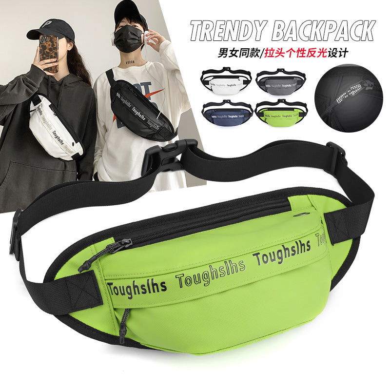 New trendy men and women fanny pack Korean version waterproof breast bag outdoor shoulder messenger bag mobile phone bag travel bag