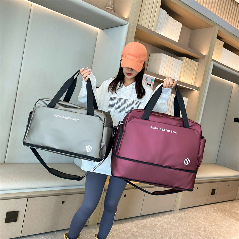 New Fashion Casual Travel Bag Women's Large Capacity Sports Fitness Bag Short Trip Luggage Bag Lightweight Satchel Women's