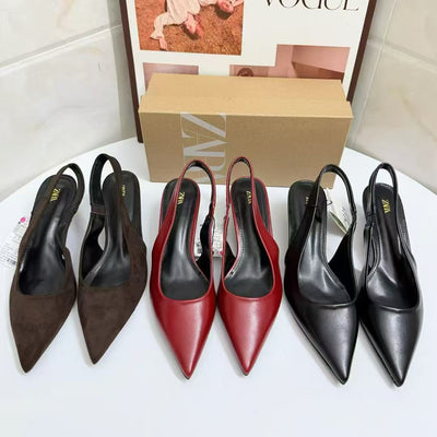 Za2026summernew arrivalcasualelegant high-heeled sandals for women with pointed toe fairy style back strap toe thin heels for women