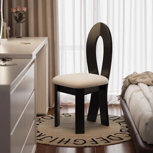 French retro solid wood dining chair, home backrest chair, vintage wabi-sabi style chair, minimalist light luxury hotel restaurant table and chair set